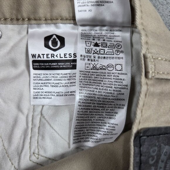 Levis 514 Pants Mens 36x32 Khaki Beige Straight Non-Stretch Cotton Twill Preppy - Picture 7 of 10
